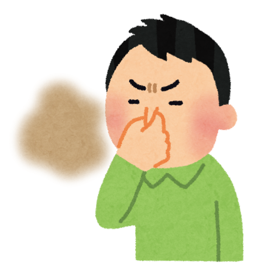 鼻をつまんだ男性のイラスト