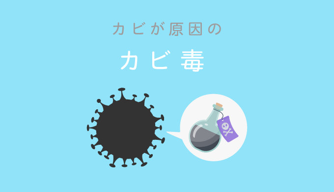 カビが原因のカビ毒と書いてイラストで説明している