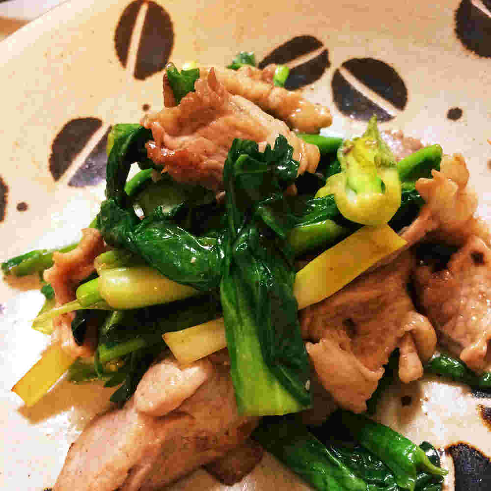 豚肉と小松菜のオイスターソース炒め