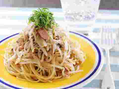ハムともやしの中華風パスタ