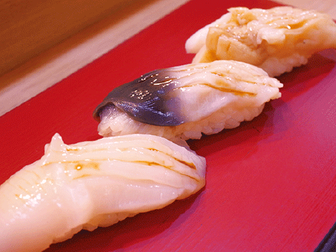 ほたて、北寄貝、つぶ貝の3貫セット