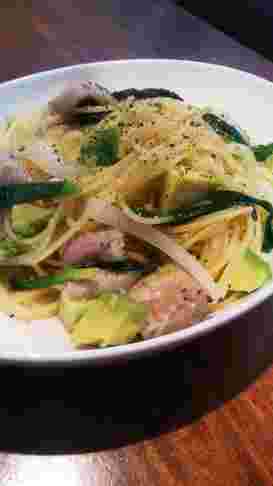 行者にんにくを使用したパスタ