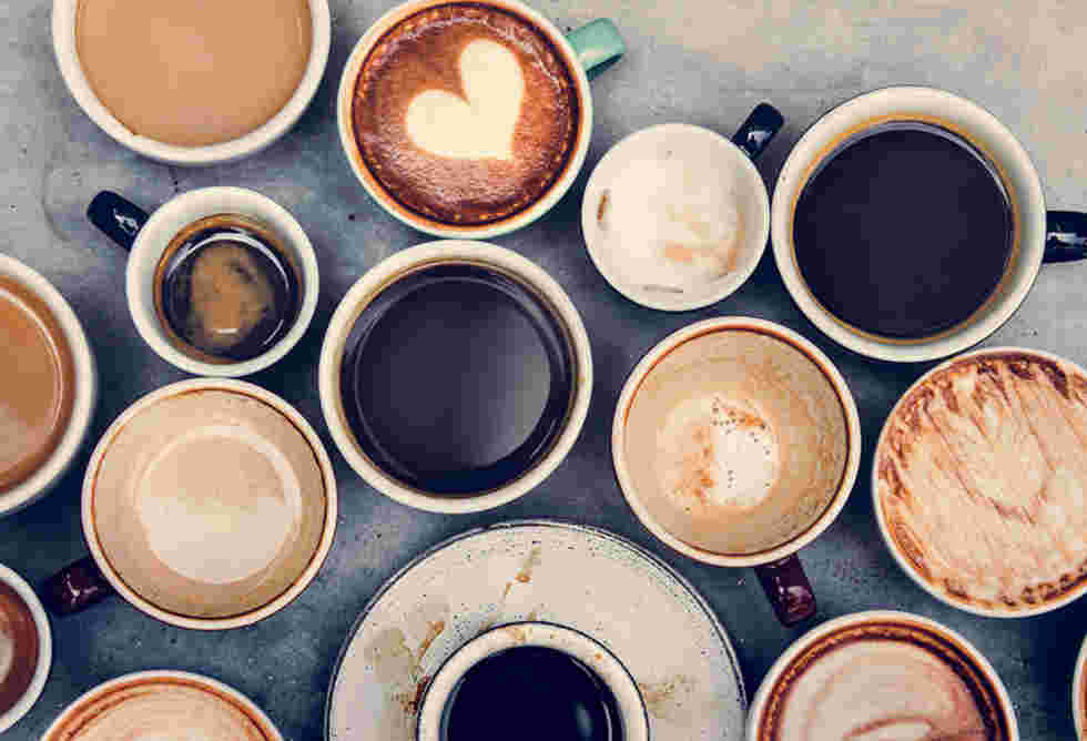 ラテやカフェオレなど様々な種類のコーヒー