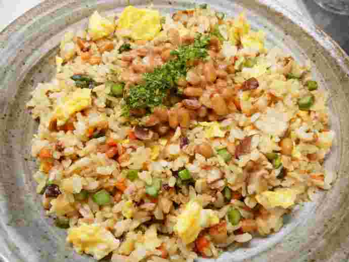 納豆を炒めずに作った納豆チャーハン