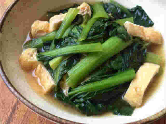おでんで余った油揚げで作る小松菜の煮びたし