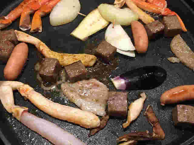 蟹ポーションの鉄板焼き