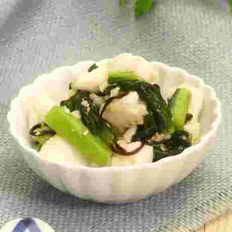 野沢菜と長芋の塩こんぶ和え