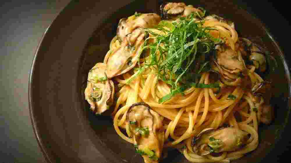牡蠣と大葉の海苔パスタ