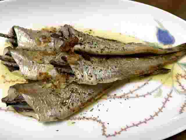 ハタハタのオリーブ油焼き