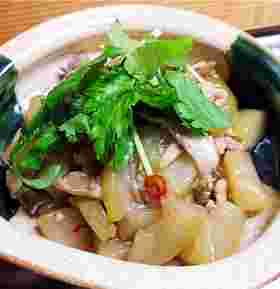 ゆうがお・舞茸・豚肉の炒め煮