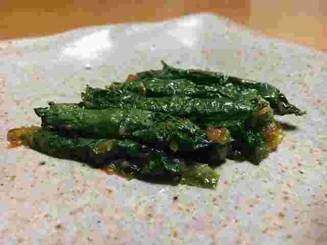 青唐辛子の大葉味噌焼き