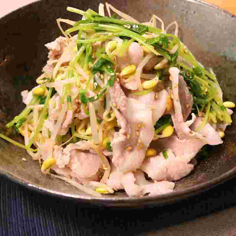 もやしと豆苗の豚しゃぶサラダ