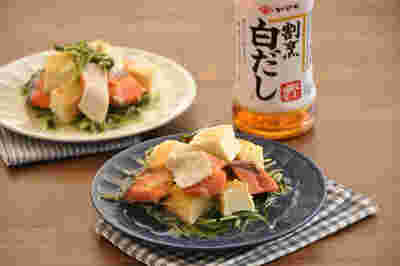 鮭と豆苗の白だしさっと煮