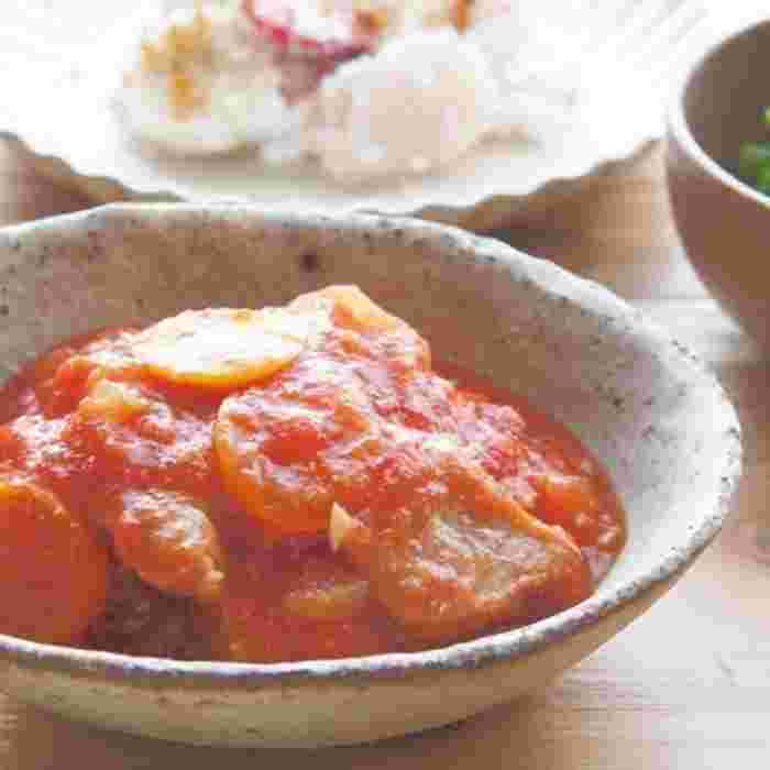 豚肉と金柑のトマト煮こみ