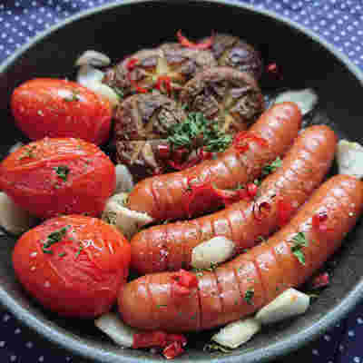 ウインナーとトマトと椎茸のアヒージョ風