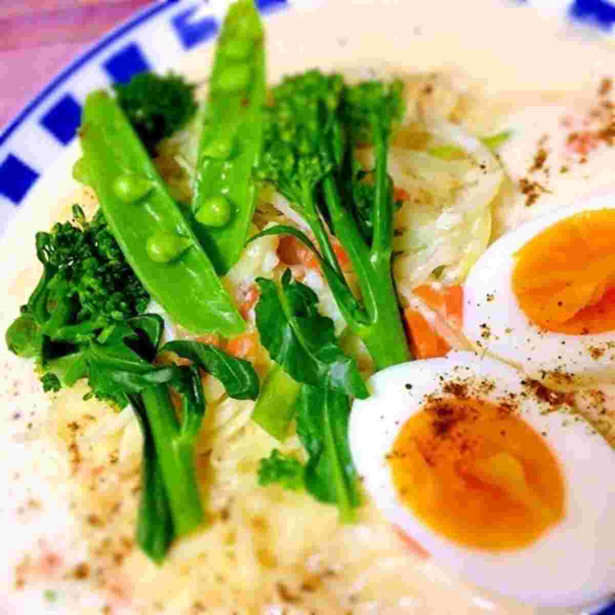 カッペリーニで作る塩麹と豆乳のスープパスタ