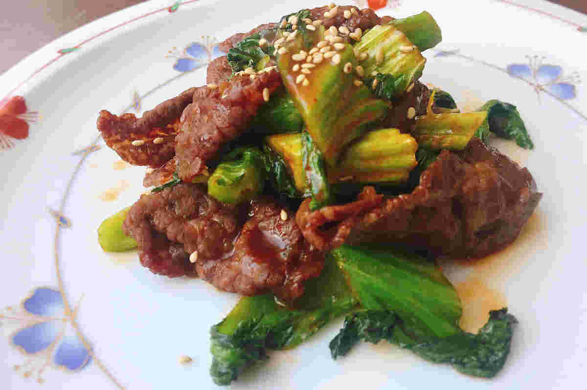 高菜と牛肉のコチュジャン炒め