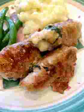 豚もも薄切り肉で大葉とチーズ巻いて焼いたおかず