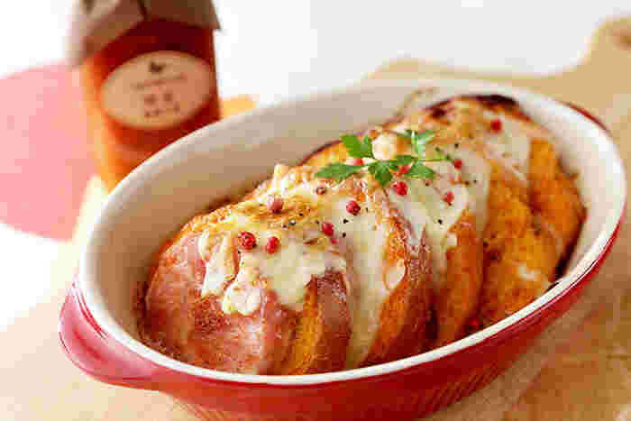 ハムとバケットのフレンチトマト焼き