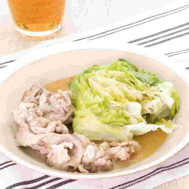 豚肉細切れとレタスのレンジ蒸し