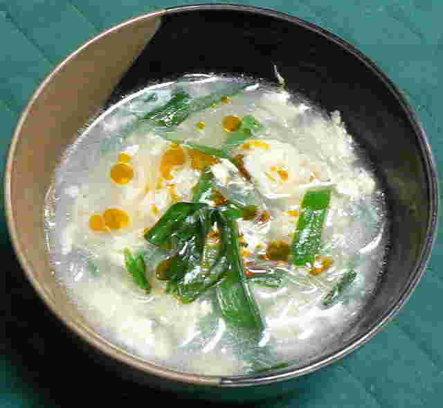 ニラと帆立と春雨の中華風スープ