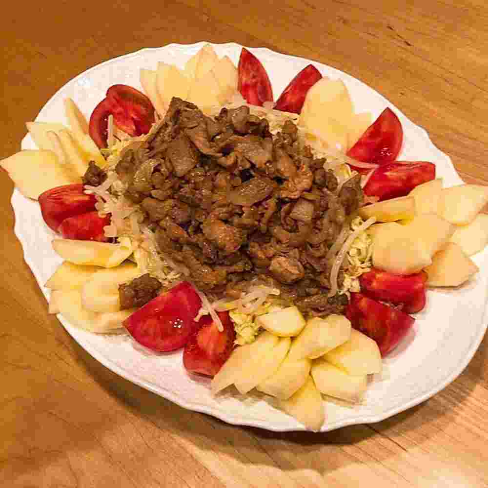 豚もも肉の切り落としを使ったサラダ