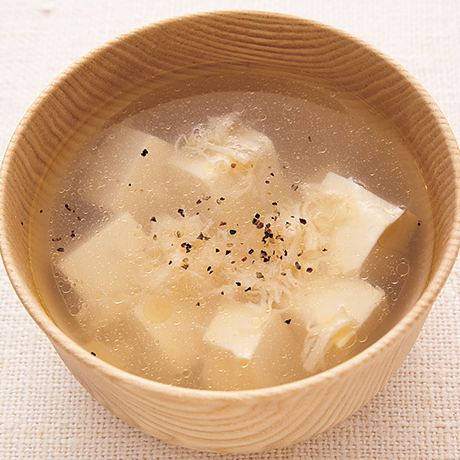 豆腐とホタテ缶のスープ