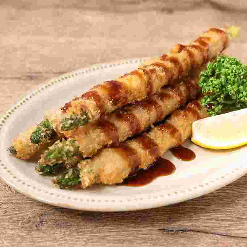 豚肉とチーズを使った「アスパラガスの肉巻きチーズフライ」