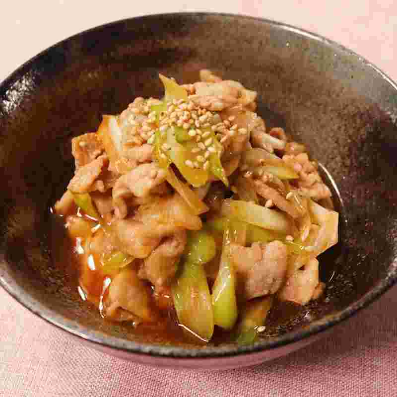 豚肉とネギのピリ辛炒め