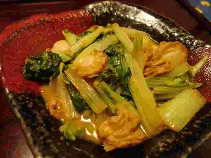 山東菜のかんずりバター炒め