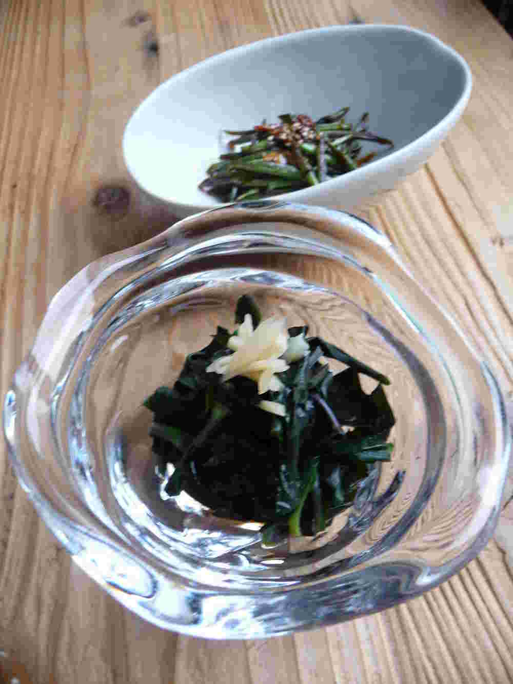 金時草で作ったきんぴらと酢の物