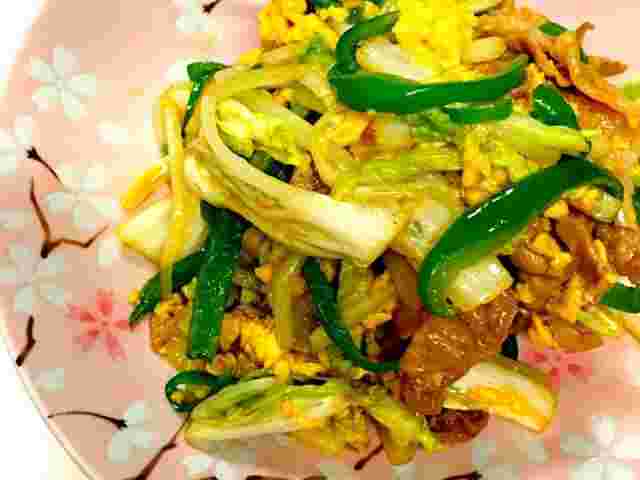 白菜と卵のチャプチェ風