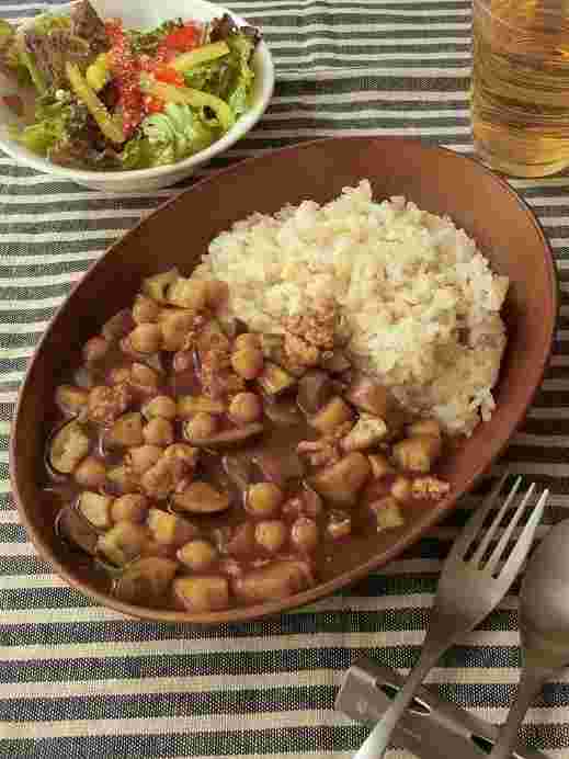 ひよこ豆入りなすカレー