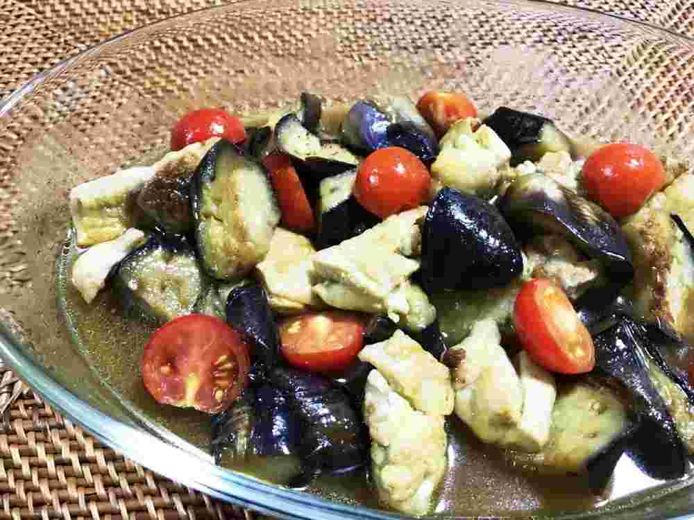 なすカレー、鶏肉となすのカレーマリネ