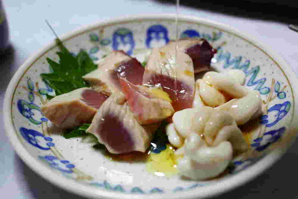 塩マグロとたらの白子タのオリーブオイルがけのレシピ