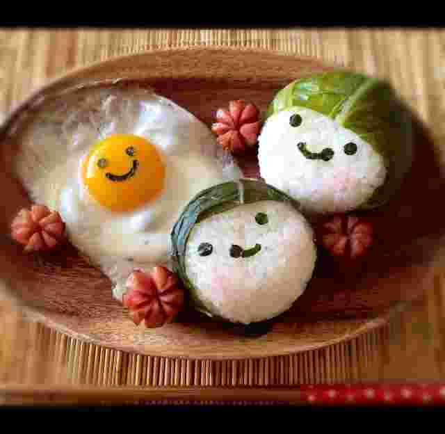 漬物を使ったキャラ弁おにぎりのお子様ランチ