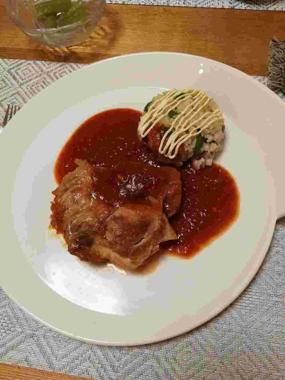 ガーリックライスとチキンステーキの大人向けお子様ランチ