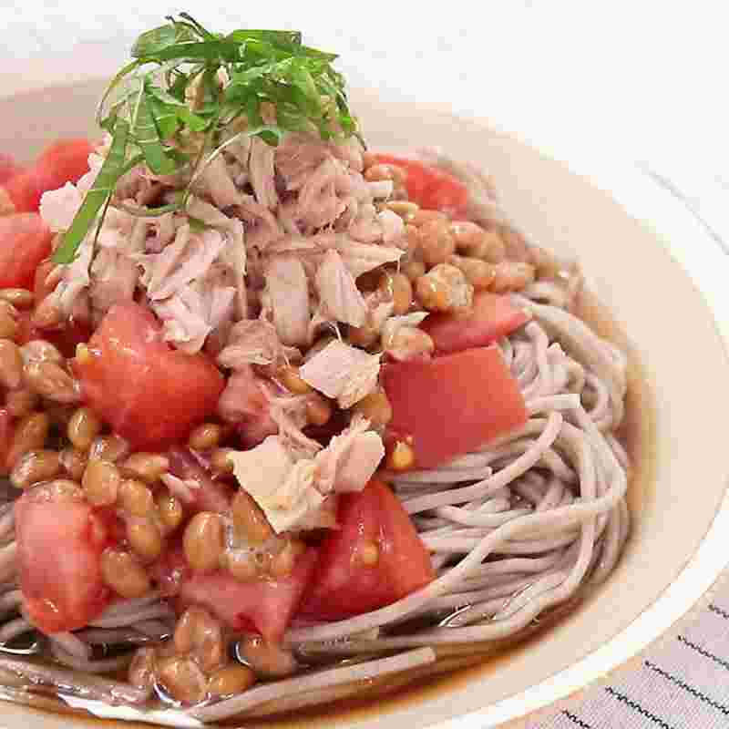 ツナトマ納豆そば