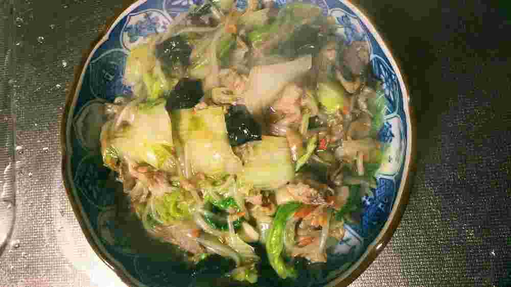 白菜ともやしの甘酢炒め