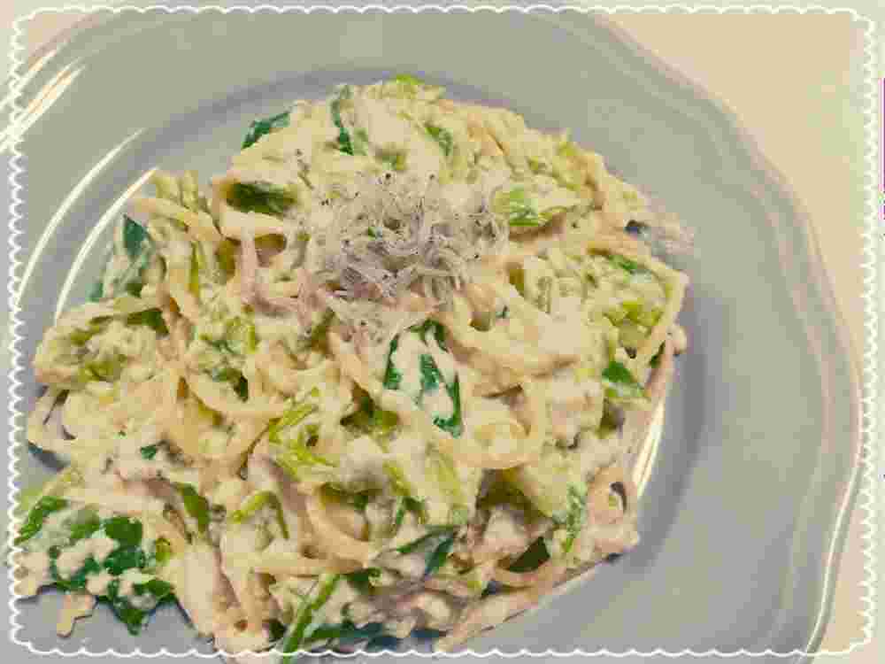 春キャベツとじゃこの豆腐クリームパスタのレシピ