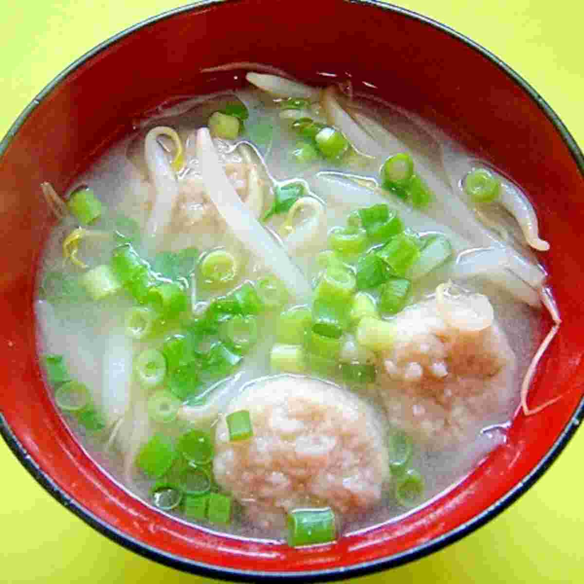 鶏肉ともやしの味噌汁