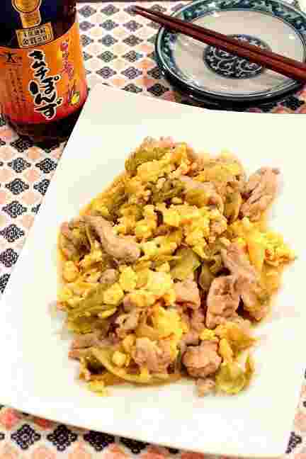 豚肉とレタスのキムチぽんず炒め