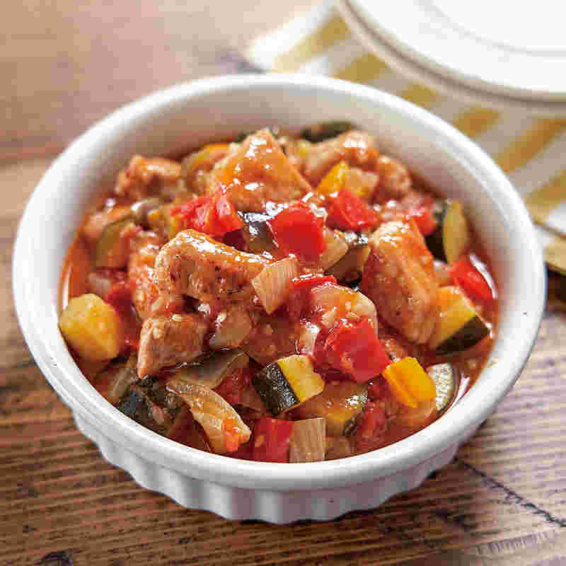 カレー用肉を使ったごろごろお肉のラタトゥイユ