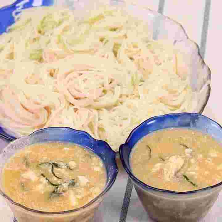 ツナの冷や汁風つけだれそうめん