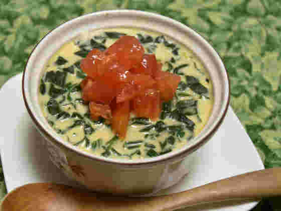 ほうれん草とチーズの卵茶碗蒸しのレシピ