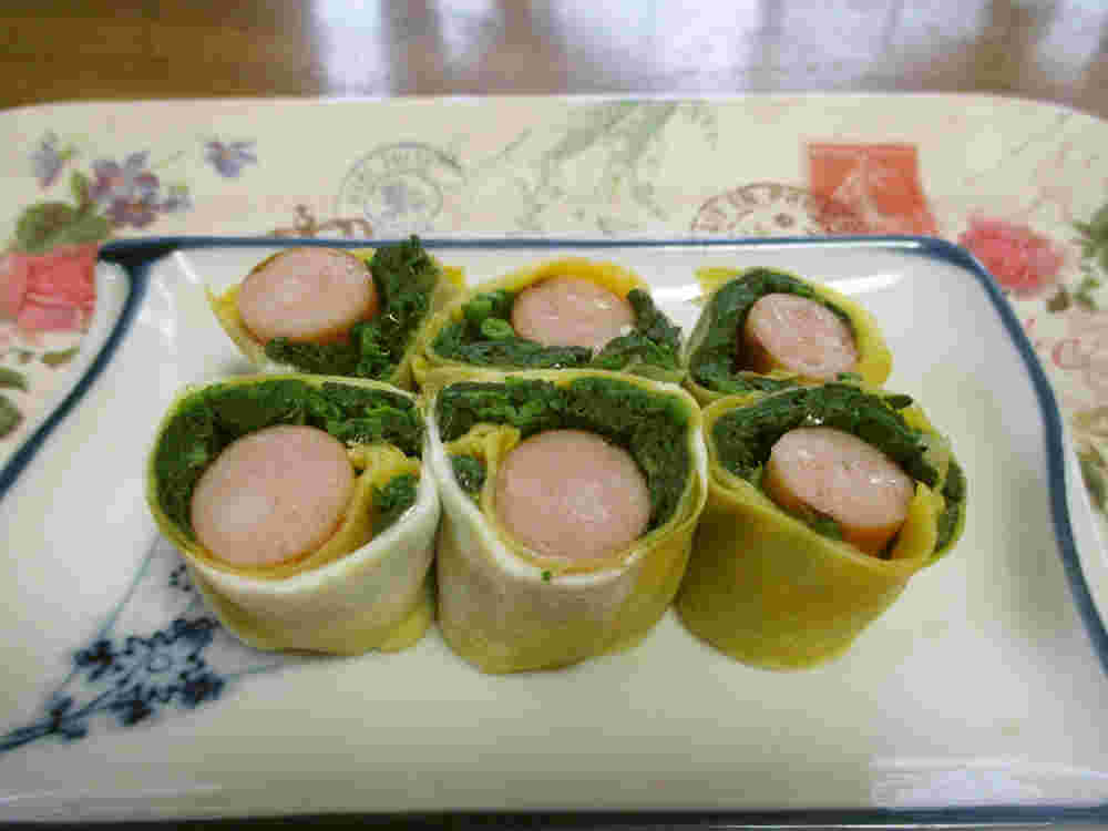 ウインナほうれん草の卵巻きのレシピ