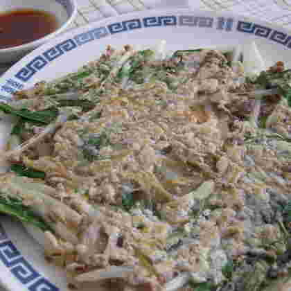 もやしとひき肉で作る簡単チヂミ