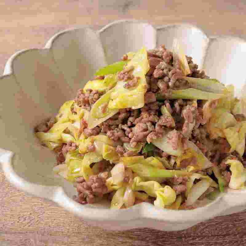 合挽き肉とキャベツの回鍋肉風炒め