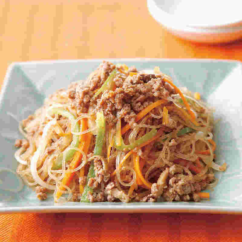 合びき肉のチャプチェ風