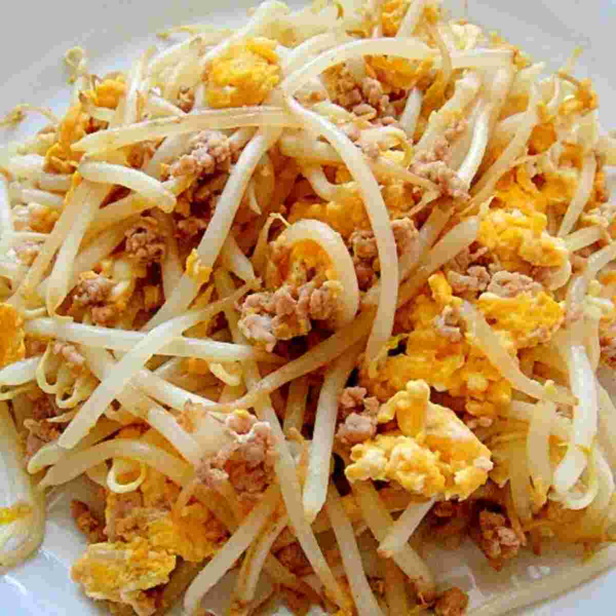 もやしとひき肉の卵炒め
